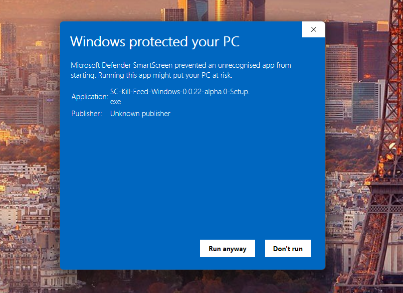 Windows SmartScreen Warning
